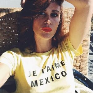 Reformation Je T’Aime butter yellow t-shirt